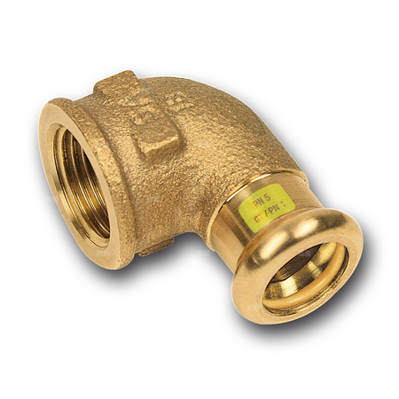 Kolano 90' SANHA Press Gas, miedź, 15 mm x 1/2'' (zw x GW)