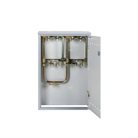 Punkt redukcyjno-pomiarowy na 3-4 gazomierzy G4/G6, w pionie, w skrzynce metalowej - popielaty