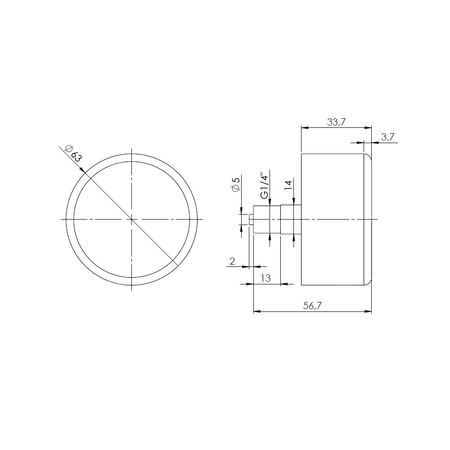 Ciśnieniomierz różnicowy AFRISO KP D211 -600/0 mbar mosiądz G1/4B aksjalne fi 63, kl. 1.6%