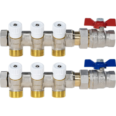 Zestaw podstawowy rozdzielacza do wody użytkowej ADM 203, G3/4'', 3 punkty poboru