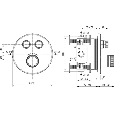 CERATHERM NAVIGO Bateria natryskowa 2P RD KIT2