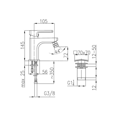 Bateria bidetowa KFA Armatura KORUND, chrom