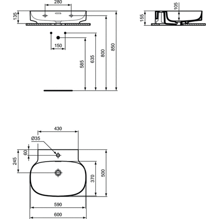 LINDA-X Umywalka 60 1TH OF GRND SILK