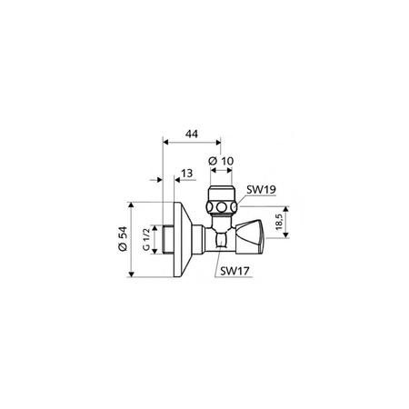 Zawór kątowy SANLAND 1/2" chrom z nakretka