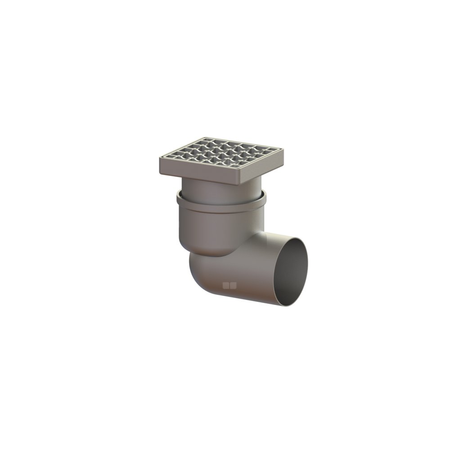 Wpust KESSEL Ferrofix z 1 przyłączem DN 100, odpływ poziomy (zdejmowany), kratka 138x138mm stal nierdzewna