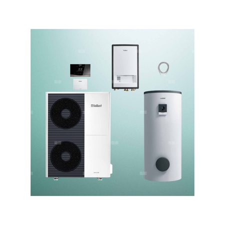 Pakiet Systemowy OZE - Pompa ciepła powietrze-woda split VAILLANT VWL 125/5AS aroTHERM 11.9 kW 400 V + Moduł naścienny VWL 127/5IS + Zasobnik c.w.u. VIH RW 400/3BR + Regulator sensoCOMFORT VRC 720 + Moduł komunikacji internetowej VR 940f