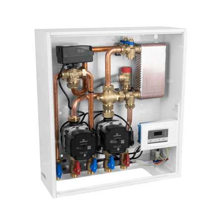 Grupa pompowa AFRISO PrimoBox AHB 642 GZ x GW 3/4'' x 3/4'', z zaworem termostatycznym, z izolacją, z pompą obiegową 2x Grunfos UPM3 Auto