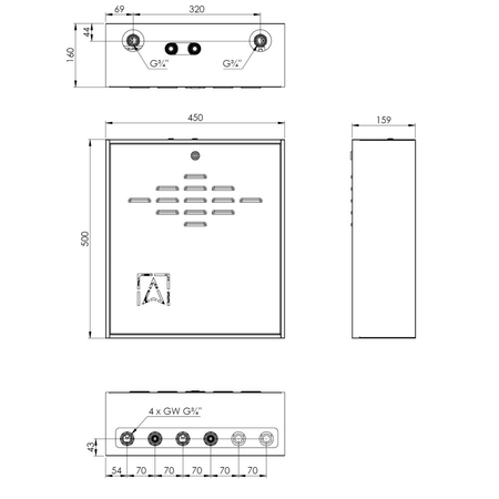 Grupa pompowa AFRISO PrimoBox AZB 205 GZ x GW 3/4'' x 3/4'', z izolacją, z siłownikiem arm 141