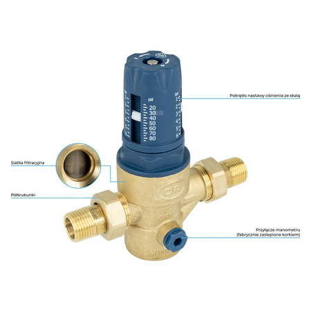 Regulator ciśnienia wody AFRISO BPR 421 mosiądz, półśrubunek 1/2'', 25 bar