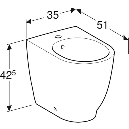 Bidet stojący Geberit Acanto, przylegający do ściany, ukryte mocowania: T=51cm, Przelew=Widoczny, Biały