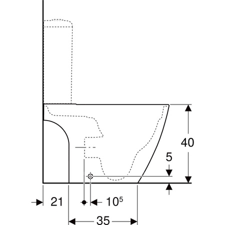 Stojąca miska WC Geberit iCon Square do spłuczki nasadzanej, ceramiczna muszla toaletowa, kryte mocowania, Rimfree