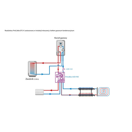 Rozdzielacz do ogrzewania podłogowego AFRISO ProCalida EF1 K 10-obieg. poliamid GZ 1" x Eurocono 3/4" + przepływomierz + zawór napełn/spust