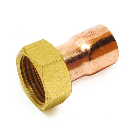 Dwuzłączka prosta z nakrętką mosiężną pod uszczelkę płaską COMAP seria 4000, mosiądz, 22 x 3/4 (lut x nakrętka)