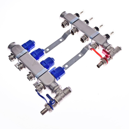 Rozdzielacz do ogrzewania podłogowego QIK Optimo MAGNET III - RNZT-2-50-M 13-obieg. inox GW 1'' x GZ 3/4'' + przepływomierz