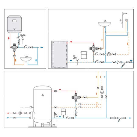 Regulowany termostatyczny zawór mieszający 1/2" 30÷65 st. C