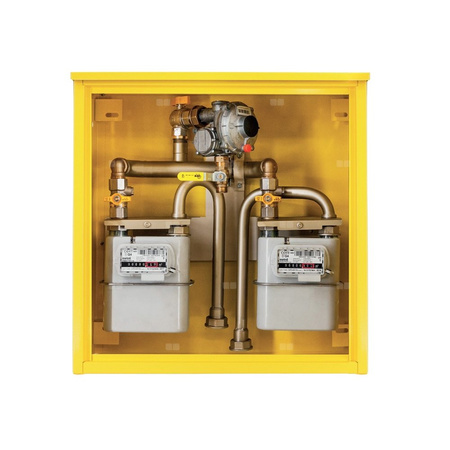 Punkt redukcyjno-pomiarowy na 2 gazomierze G4, w skrzynce metalowej 600x600x250 - żółty