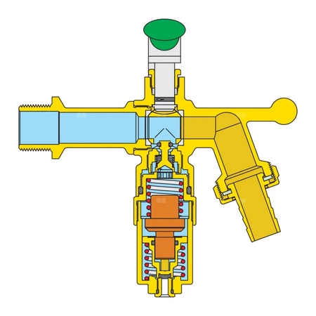 ICECAL - Zawór czerplny, kulowy z urządzeniem zabezpieczającym przed zamarzaniem 1/2" GZ x 3/4" GZ z króćcem do węża