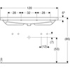 Umywalka GEBERIT Acanto 2-stanowiskowa prostokątna, biała, 1200mm, otwór na baterię z lewej i prawy, z odpływem przelewowym, półka od ściany