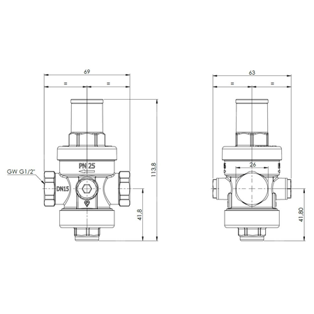 Regulator ciśnienia wody AFRISO BPR 401 mosiądz, GW 1/2'', 25 bar