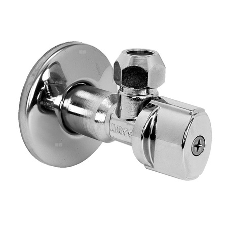 A•80 zawór kątowy, antykamienny, 1/2''GZ x 3/8''GZ, nakrętka 10, 2 szt. w opak., pokrętło metalowe