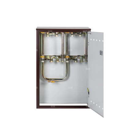 Punkt redukcyjno-pomiarowy na 3-4 gazomierzy G4/G6, w pionie, w skrzynce metalowej - brązowy