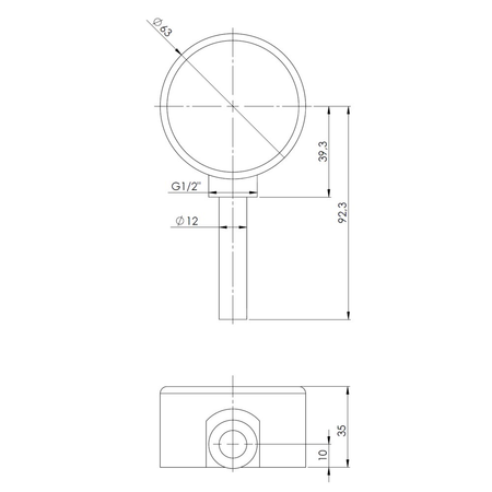 Termometr bimetaliczny AFRISO BiTh fi 63 mm 0…120'C tuleja 63 mm połączenie rad