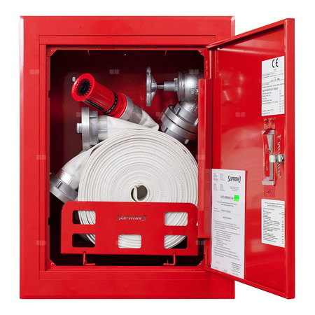 Hydrant DN 52 wnękowy z kołyską, wąż 2x20 m, gł. 240 mm, zamek patent, RAL 3000