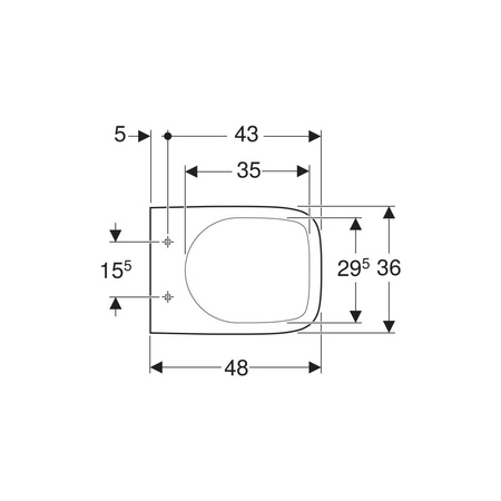 Deska sedesowa Geberit Selnova Square, mocowanie od dołu: Wolne opadanie=Nie, Zawiasy wypinane=Nie, Mocowanie=Od dołu, Biały / Błyszczący
