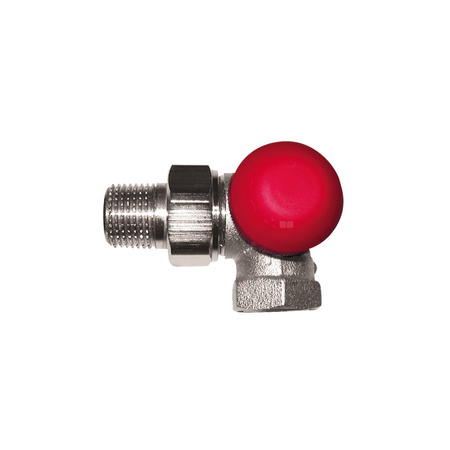 Zawór grzejnikowy termostatyczny HERZ TS-90-V 3-osiowy cd z nastawą wstępną, połączenie 1/2'' (niklowanie) czerwony