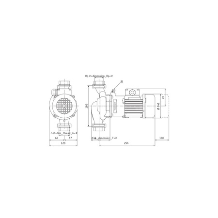 Pompa obiegowa WILO VeroLine-IPL 30/80-0,12/2 typu in-line z silnikiem znormalizowanym 50 Hz, moc silnika 0.12kW 0.33 A 2780 obr/min, wlot GZGW 2''