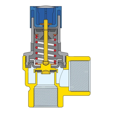 Zawór bezpieczeństwa. Przyłącza z gwintem wewnętrznym 3/4" x 1" 8 bar