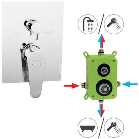 Bateria podtynkowaFERRO ALGEO 2-funkcyjna, chrom