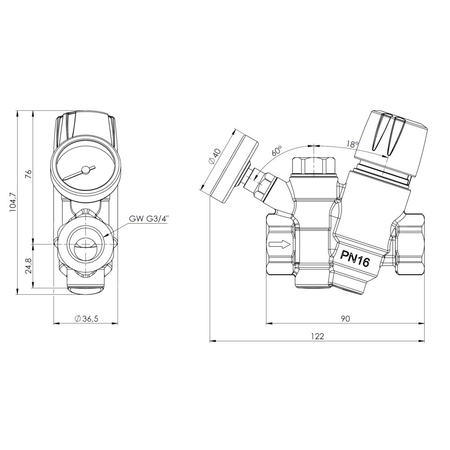 Zawór równoważący z funkcją przegrzewu do cyrkulacji c.w.u. AFRISO ATB 210 mosiądz DN 20