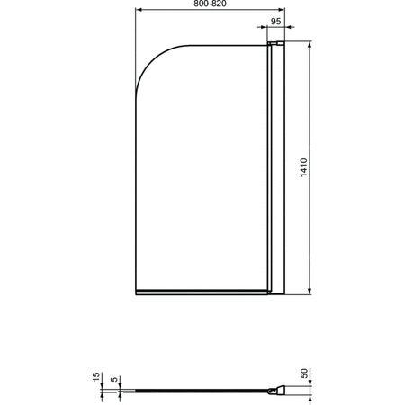 CONNECT EKRAN DO WANNY 80 CM ZAOKRĄGLONY