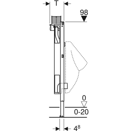 Stelaż podtynkowy do pisuaru GEBERIT Duofix, 980 x 500 x 165 mm, regulacja wysokości