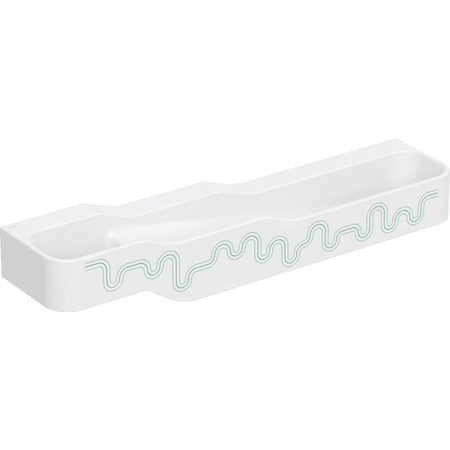 Umywalka GEBERIT Bambini 4-stanowiskowa prostokątna (rynna, elementy dekoracyjne), biała, 1800mm, bez otworu na baterię, bez odpływu przelewowego, półka od ściany