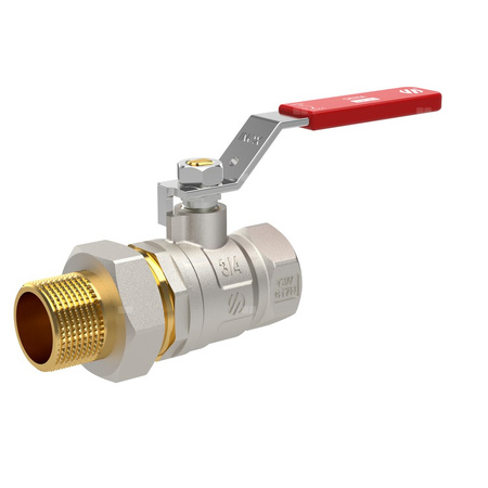 Zawór kulowy SENA VA30 prosty Ni-free, 1 GW x 1 1/4'' GZ, z półśrubunkiem 1, dźwignia INOX