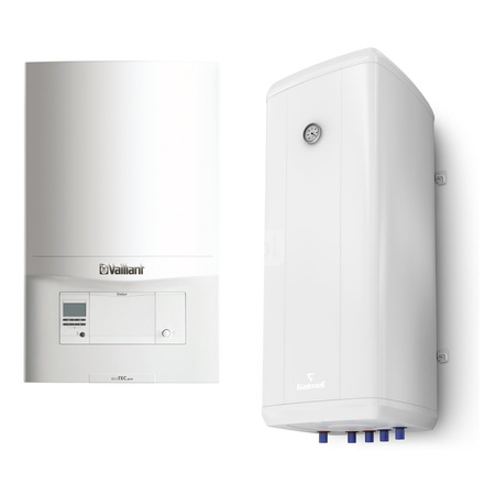 Pakiet - Kocioł gazowy jednofunkcyjny VAILLANT ecoTEC pro VC 146/5-3 kondensacyjny wiszący 5.9-15.3 kW + Czujnik c.w.u. + Zasobnik c.w.u Vulcan 120L wiszący