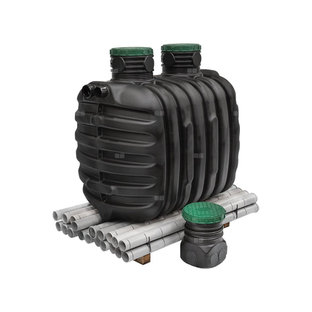 Epureco7 3400L zestaw drenaż - przydomowa jednozbiornikowa oczyszczalnia z drenażem, oczyszczalnia drenażowa dla 7 RLM, tworzywowa oczyszczalnia mechaniczna , plastikowa oczyszczalnia ekologiczna , drenażówka , zestaw z drenażem , przepływówka z polem roz