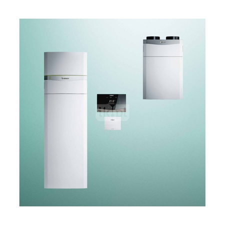 Pakiet systemowy OZE - Pompa ciepła gruntowa solanka-woda VAILLANT VWF 58/4 flexoCOMPACT 11.2 kW 400 V + Rekuperator recoVAIR VAR 360/4 + Regulator sensoCOMFORT VRC 720 + Moduł kaskadowy VR 32/3 + Moduł chłodzenia pasywnego VWZ NC 11/4