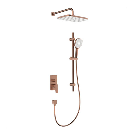 Zestaw natryskowy Malaga, podtynkowy z drążkiem przesuwnym, PVD brushed rose gold