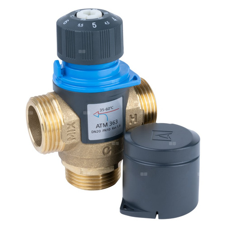 Zawór regulacyjny termostatyczny do wody ciepłej AFRISO ATM 363 mosiądz GZ 1'', DN 20, zakres temp. 35-60'C, Kvs 1.6 m3/h, maksymalna temperatura 90'C, maksymane ciśnienie 10 bar