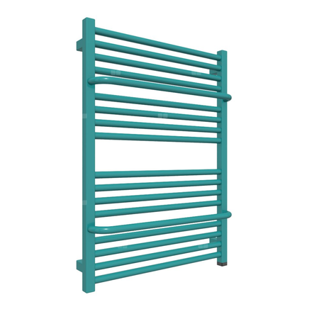 Grzejnik elektryczny TERMA LIMA ONE 600 x 820 mm, kolor niebieski turkusowy RAL5018, moc 400 W, podłączenie E8, kabel prosty z wtyczką 1,5m srebrzysty