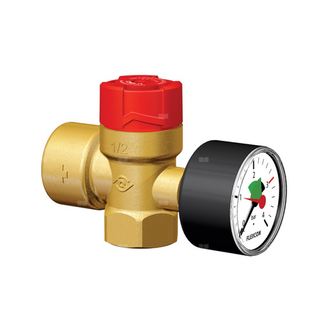 Zawór przelewowy kątowy (90') FLAMCO MEIBES Flopressmano mosiądz PN 16, 3 bar GW 1/2''