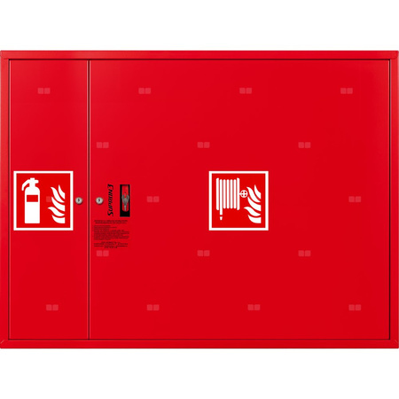 Hydrant DN 25 FIT zawieszany z miejscem na gaśnicę obok zwijadła, wąż 20 m, zamek patent, RAL 3000