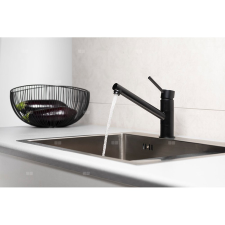 Bateria zlewozmywakowa stojąca KFA Armatura ANDRA, obrot. wylewka, kolor czarny, mosiądz