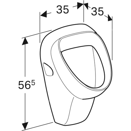 Pisuar Geberit Aller, dopływ z tyłu, odpływ do tyłu: Znacznik=Świeca