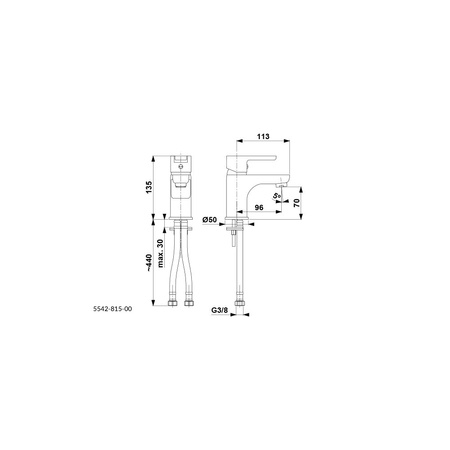 Bateria umywalkowa stojąca KFA Armatura SODALIT, chrom, montaż blat / otwór na baterię