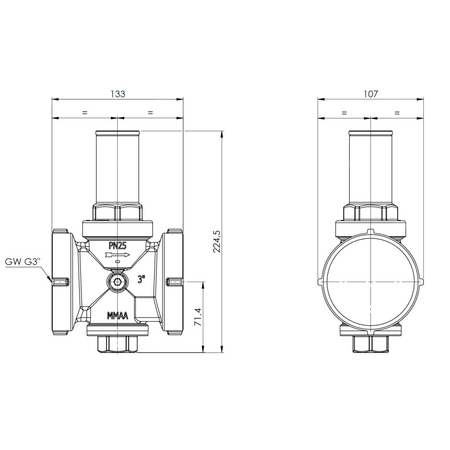 Regulator ciśnienia wody AFRISO BPR 408 mosiądz, GW 3'', 25 bar