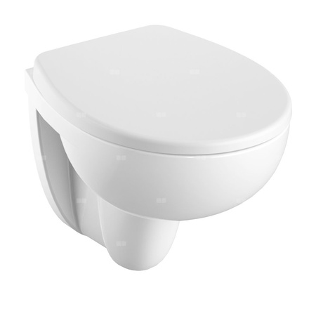 REKORD Miska ustępowa wisząca lejowa, Rimfree, krótka 48cm (deski tylko z montażem od góry)